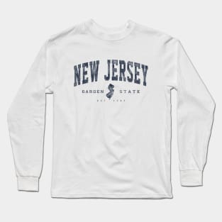 New Jersey Vintage Distressed Retro Print Long Sleeve T-Shirt